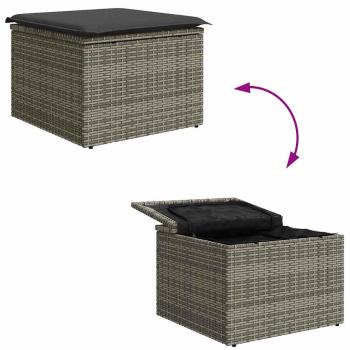 7-teiliges Garten-Sofa-Set mit Kissen Grau Poly Rattan