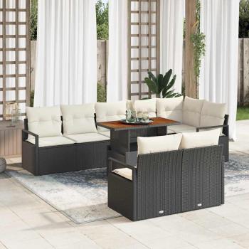 ARDEBO.de - 9-teiliges Garten Sofa Set mit Kissen Schwarz Poly Rattan