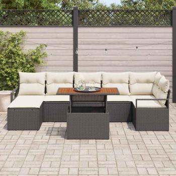 8-teiliges Garten Sofa Set mit Kissen Schwarz Poly Rattan