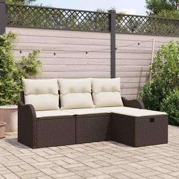 ARDEBO.de - 4-teiliges Garten-Sofa-Set mit Kissen Braun Poly Rattan