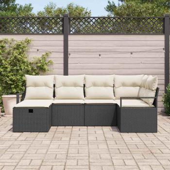 6-teiliges Garten Sofa Set mit Kissen schwarzes Poly-Rattan