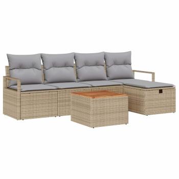 ARDEBO.de - 6-teilige Garten-Sofa-Gruppe mit Kissen Beige Poly Rattan