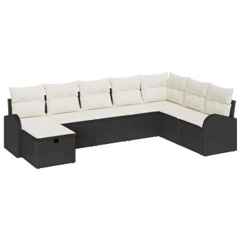 8-teiliges Garten Sofa Set mit Kissen in Schwarzem Poly Rattan