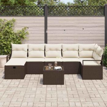 8-teiliges Garten Sofa Set mit Kissen in Braun aus Poly Rattan