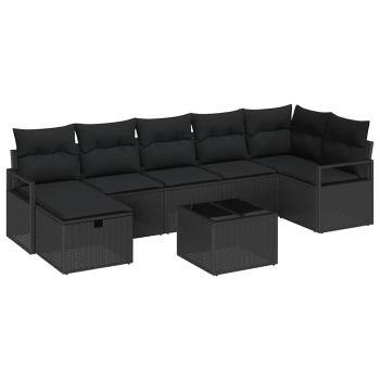 ARDEBO.de - 8-teiliges Garten Sofa Set mit Kissen schwarzes Poly Rattan