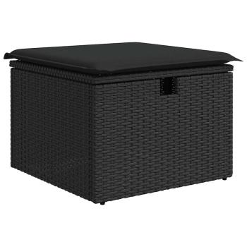 6-teiliges Garten-Sofa-Set mit Kissen in schwarzem Poly-Rattan
