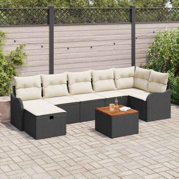 ARDEBO.de - 8-teiliges Garten Sofa Set mit Kissen Schwarz Poly Rattan