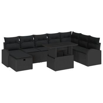 Gartensofa-set 9 Stk. Schwarz Poly-Rattan