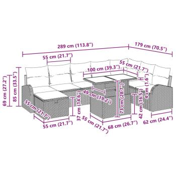 Gartensofa-set 9 Stk. Schwarz Poly-Rattan