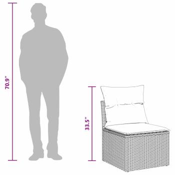 9-teiliges Garten Sofa Set mit Kissen Schwarz Poly Rattan Akazie