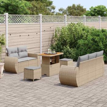 Gartensofa-set 8 Stk. Beige Poly-Rattan