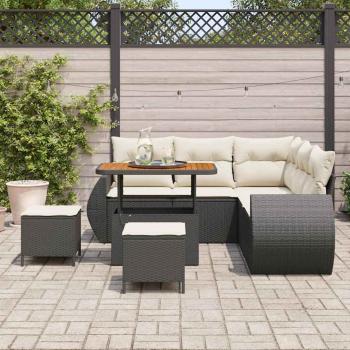 8-teiliges Garten-Sofaset mit Kissen Schwarz Poly-Rattan Akazie