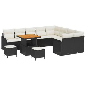 Gartensofa-set 12 Stk. Schwarz Poly-Rattan