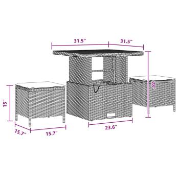 9-teiliges Garten Sofa Set mit Kissen Schwarz Poly-Rattan Akazie