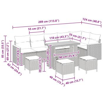 Gartensofa-set 10 pcs Beige Poly-Rattan