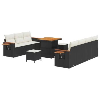 Gartensofa-set 10 stk. Schwarz Poly-Rattan