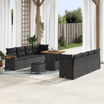 ARDEBO.de - Gartensofa-set 11 Stk. Schwarz Poly-Rattan