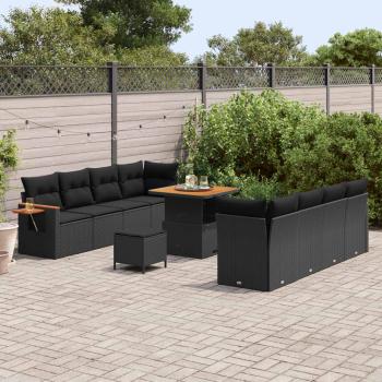 Gartensofa-set 11 Stk. Schwarz Poly-Rattan