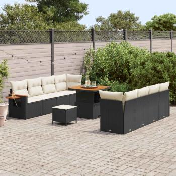 Gartensofa-set 11 Stk. Schwarz Poly-Rattan