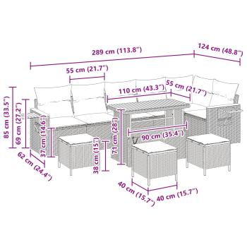 Gartensofa-set 10 pcs Beige Poly-Rattan