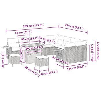 Gartensofa-set 12 pcs Beige Poly-Rattan