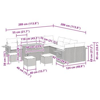 Gartensofa-set 14 pcs Schwarz Poly-Rattan