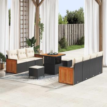 ARDEBO.de - Gartensofa-set 10 stk. 9-Sitzanzahl Schwarz und Creme