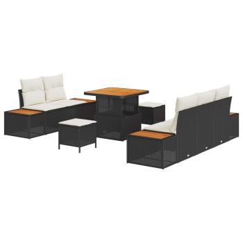 Gartensofa-set 8 Stk. 7-Sitzanzahl Schwarz und Creme