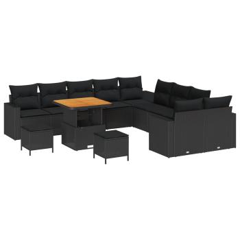 Gartensofa-set 17 stk. 10-Sitzanzahl Schwarz Poly-Rattan