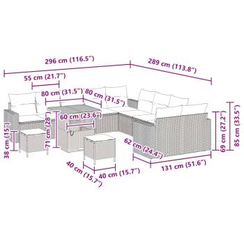 13-teiliges Garten Sofaset mit Kissen Schwarz Poly Rattan Akazie