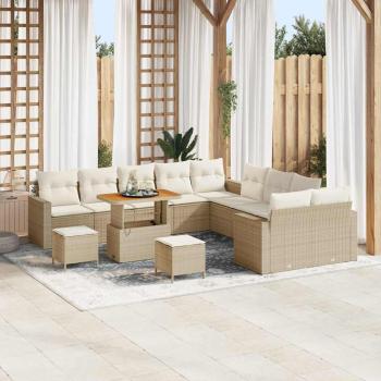 ARDEBO.de - Gartensofa-set mit Kissen 17 pcs Beige und Creme Poly-Rattan