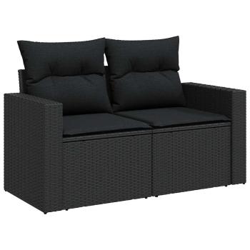 14-teiliges Garten-Sofa-Set mit Kissen Schwarz Poly Rattan Akazie