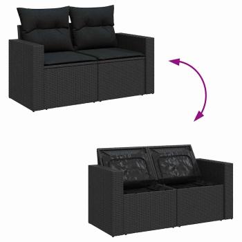 14-teiliges Garten-Sofa-Set mit Kissen Schwarz Poly Rattan Akazie
