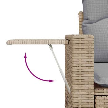 10-teiliges Garten-Sofa-Set mit Kissen Beige Poly Rattan Akazie