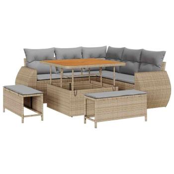 Gartensofa-set 8 stk. 7-Sitzanzahl Beige und Hellgrau