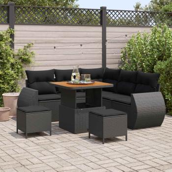 ARDEBO.de - Gartensofa-set 8 stk. 7-Sitzanzahl Schwarz Poly-Rattan