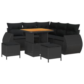 Gartensofa-set 8 stk. 7-Sitzanzahl Schwarz Poly-Rattan