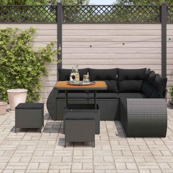 Gartensofa-set 8 stk. 7-Sitzanzahl Schwarz Poly-Rattan