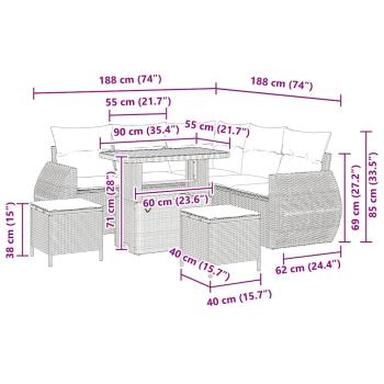 Garten-Sofa-Set mit Kissen 8 pcs Beige und Hellgrau