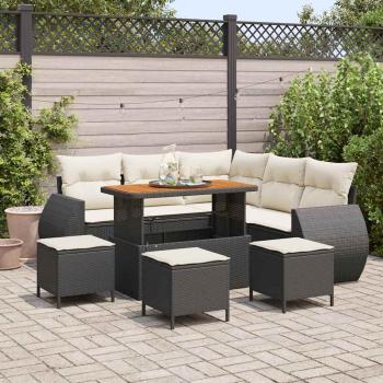 ARDEBO.de - Gartensofa-set 9 stk. 8-Sitzanzahl Schwarz und Creme