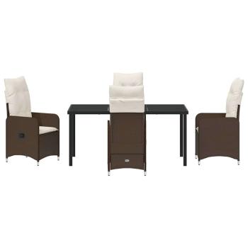 5-teiliges Garten-Dining-Set mit Kissen Braun Poly Rattan