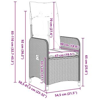 9-teiliges Garten-Dining-Set mit Kissen Braun Poly-Rattan