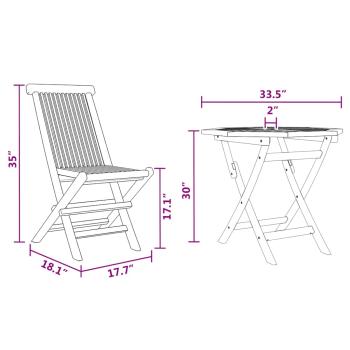3-teilige Klappgarten-Bistroset aus solidem Akazienholz