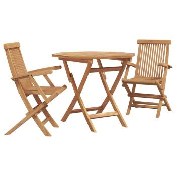 3-teiliges klappbares Garten Bistro Set aus solidem Teakholz