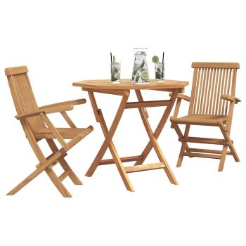 3-teiliges klappbares Garten Bistro Set aus solidem Teakholz