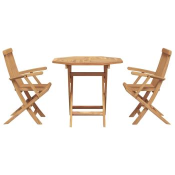 3-teiliges klappbares Garten Bistro Set aus solidem Teakholz