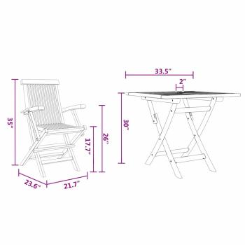 3-teiliges Faltbares Garten Bistro Set aus massivem Akazienholz