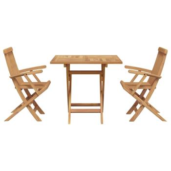 3-teiliges Faltbares Garten Bistro Set aus massivem Akazienholz