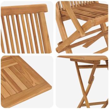 3-teiliges Faltbares Garten Bistro Set aus massivem Akazienholz