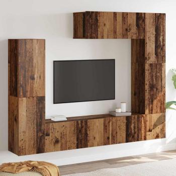 ARDEBO.de - 7 Teile TV Schrank Set Wandmontiert Old Wood Engineered Wood